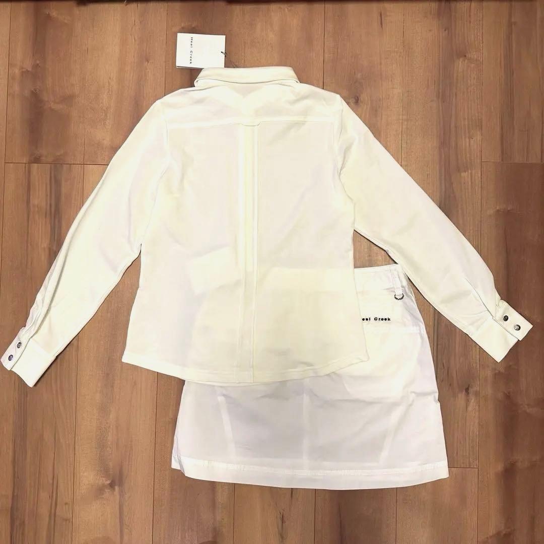 ヒールクリーク　長袖ポロシャツ　スカート　セットアップ　ホワイト　サイズ40