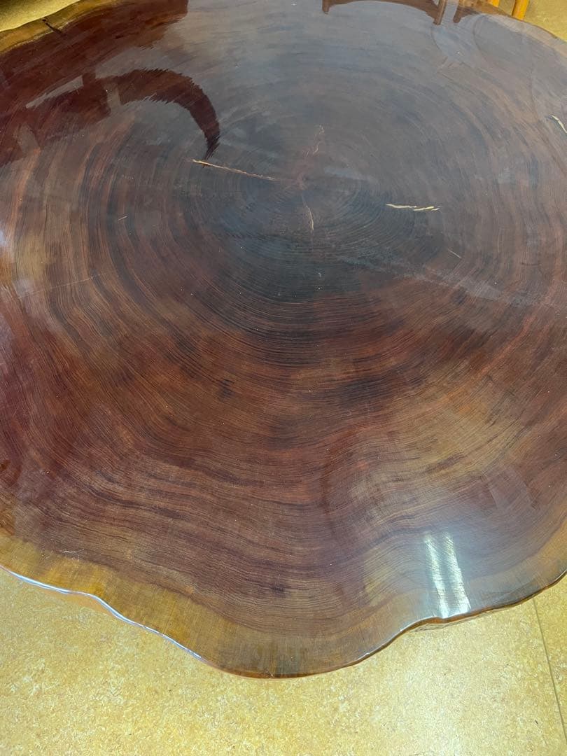 【希少】天然木 一枚板 大型座卓 円卓 センターテーブル 輪切り 昭和レトロ