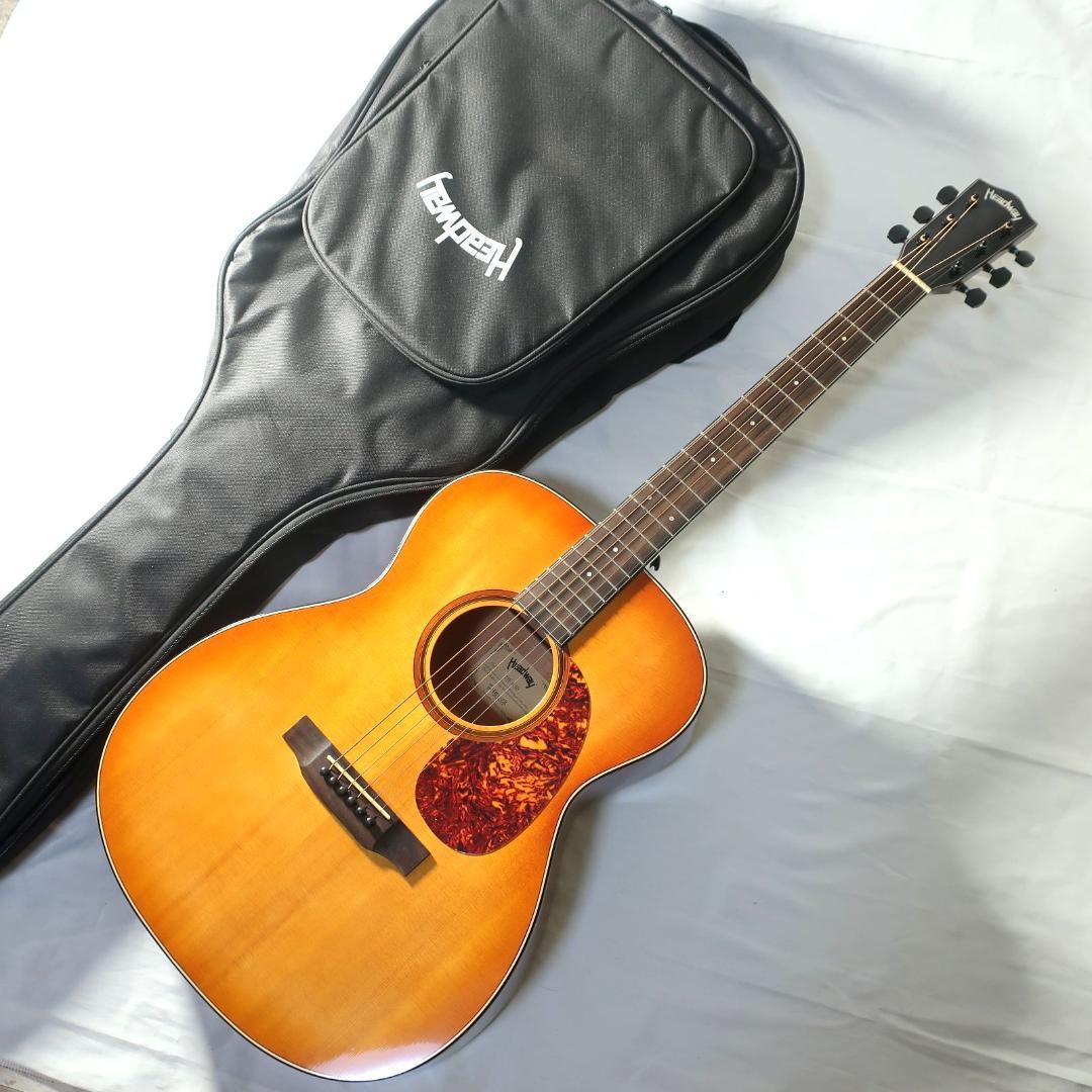 段ボール美品 Headway HF-630 ギター ケース付 トラ杢 トップ単板