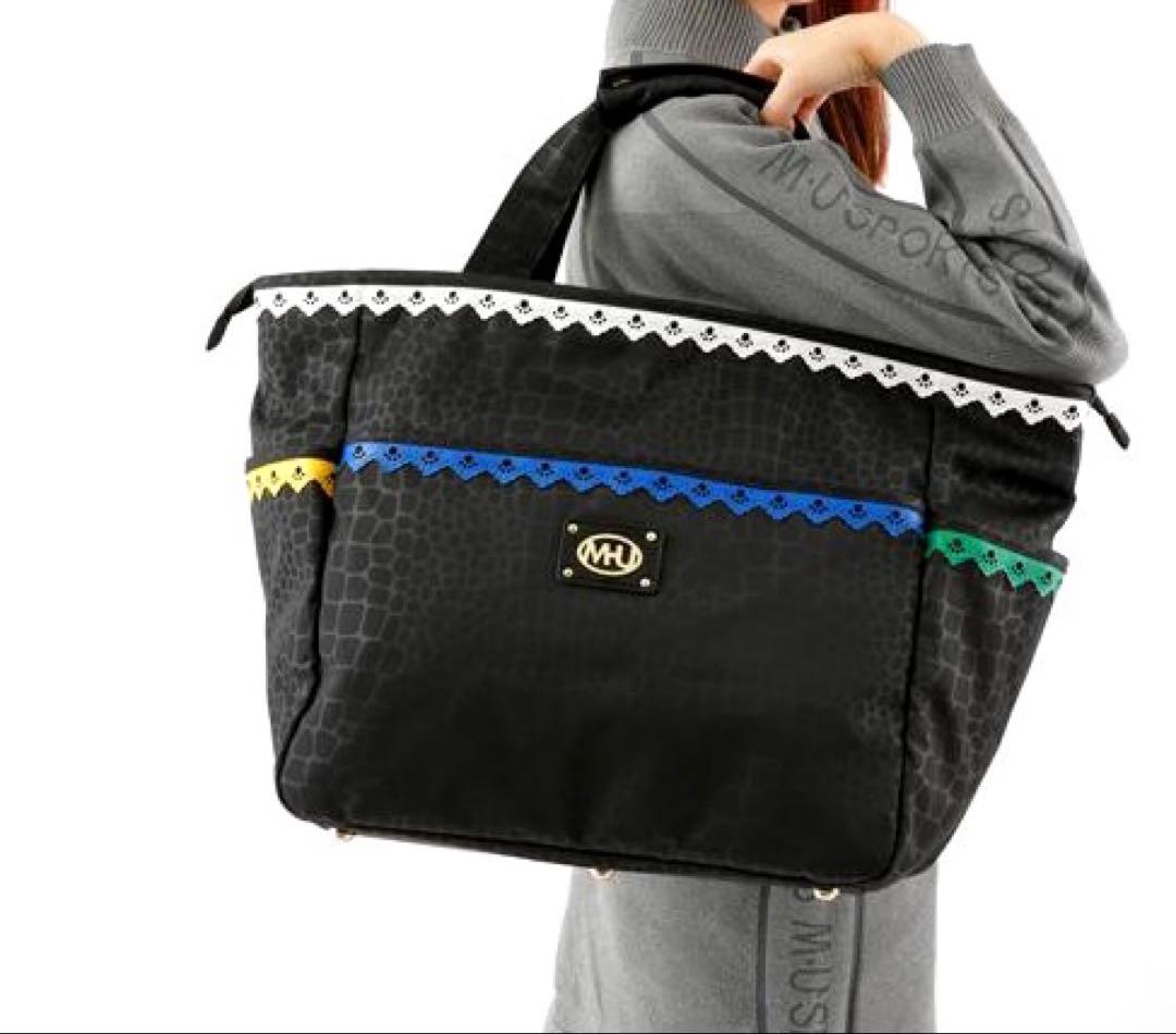 新品未使用☆エムユースポーツ ボストンバッグ ゴルフバック 黒 アニマル柄