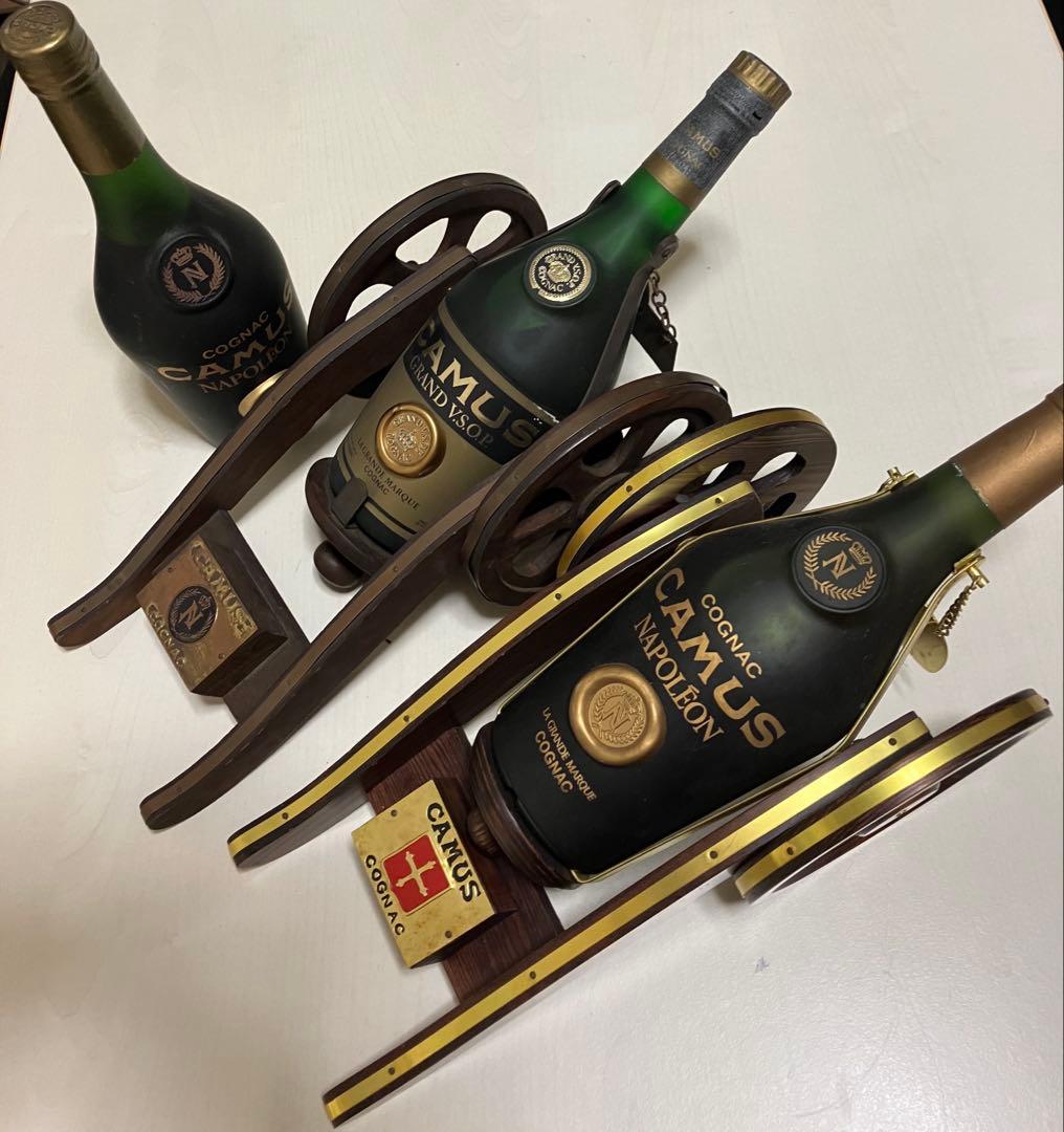 未開詮/CAMUS カミュナポレオン コニャック 木製スライダー付き3本セット