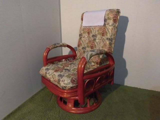 アウトレット【送料無料】高級ラタンギア式リクライニング回転座椅子【ミドルタイプ】