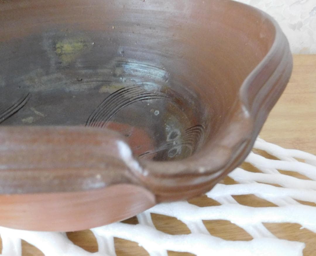 ★備前焼　水盤　榊原清人作　通産大臣指定工芸品★