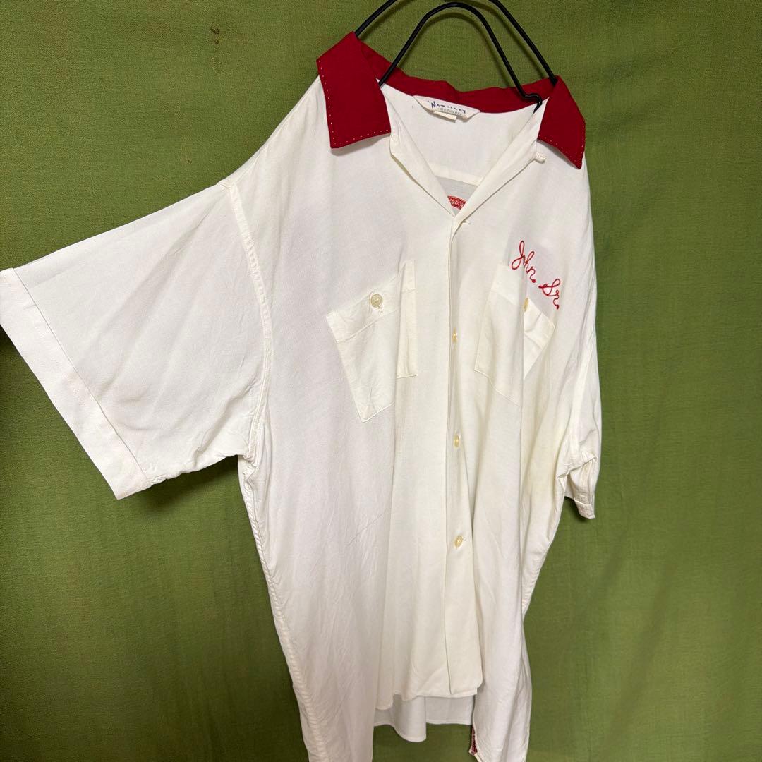 Nat Nast ホワイトレッド ボウリングシャツ