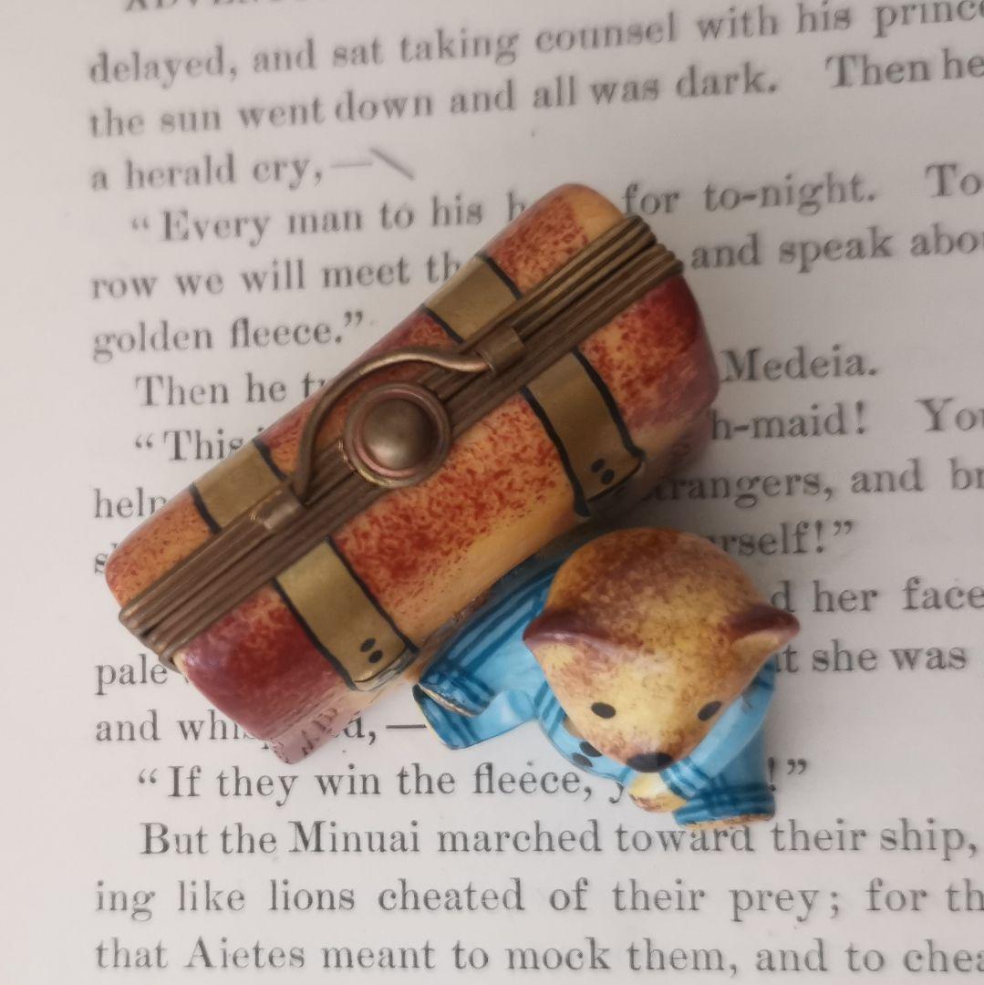 リモージュボックス　テディベアと旅行かばん　フランス製　 小物入れ　ピルケース