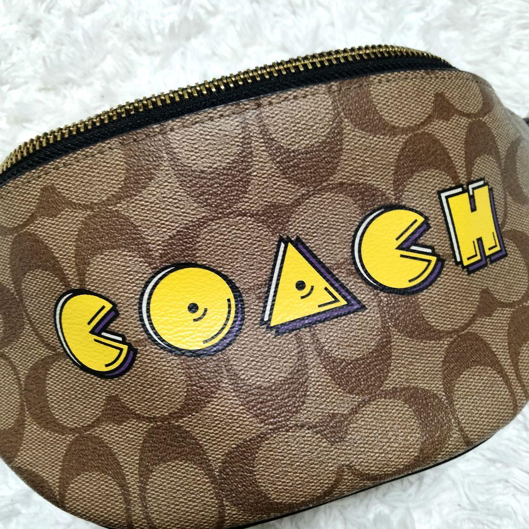極美品　コーチ　ウエストポーチ　シグネチャー　PVC　ブラウン　パックマン