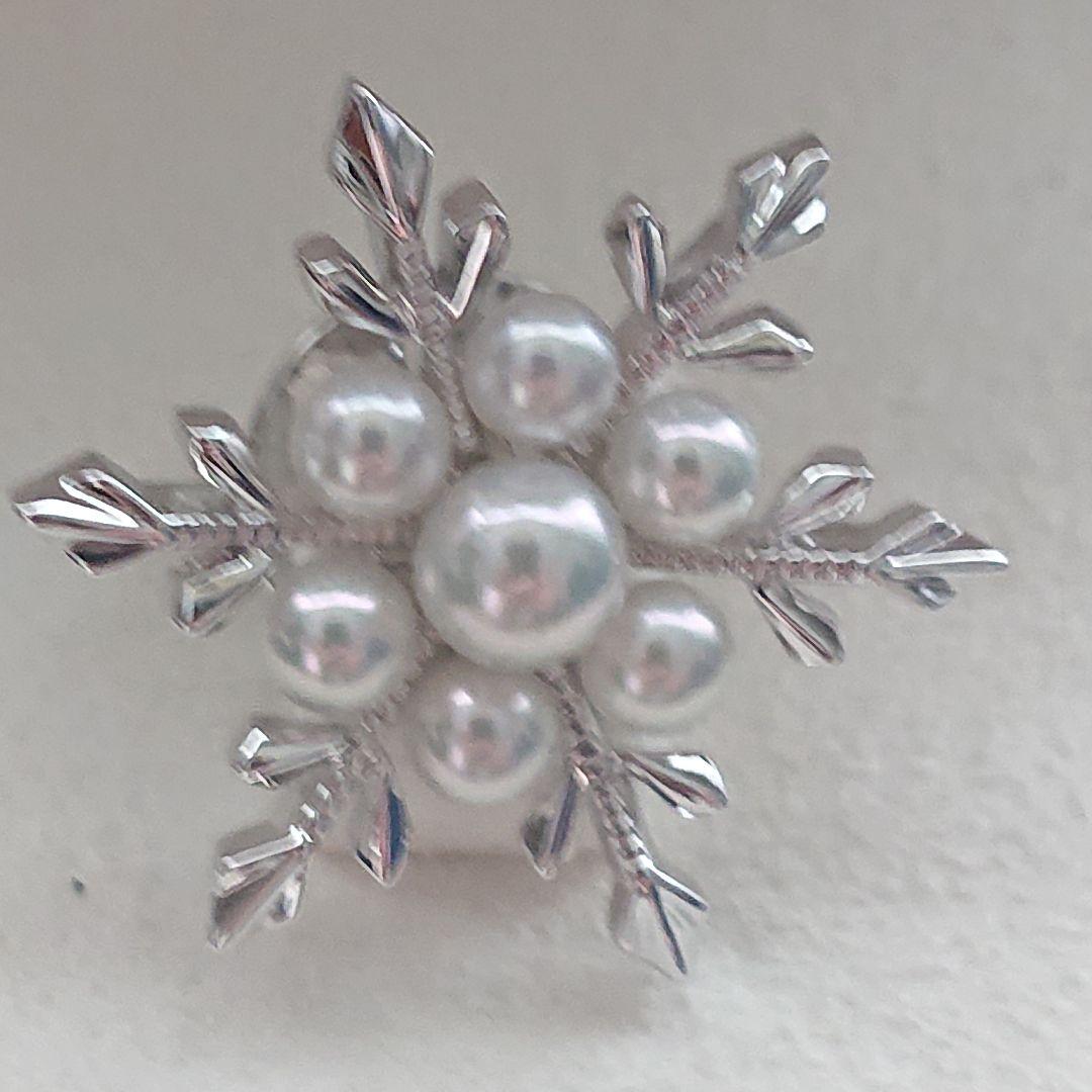 MIKIMOTO 雪の結晶 ピンブローチ