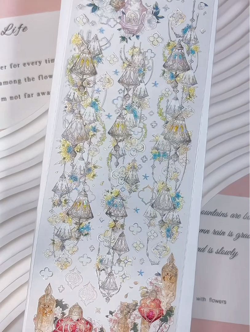 【9471】海外　マステ　3/5/巻　貝殻光マスキングテープ　赤　ランプ　装飾系