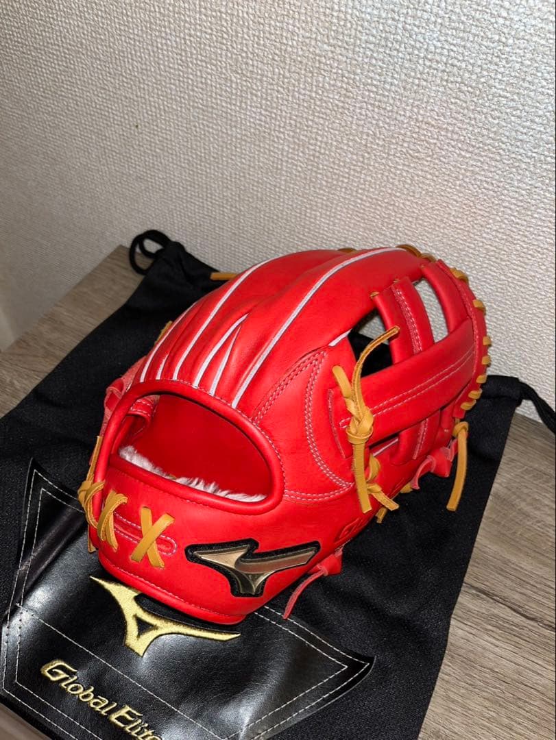 ミズノ グローバルエリート 軟式グローブ 赤 Global Elite 内野