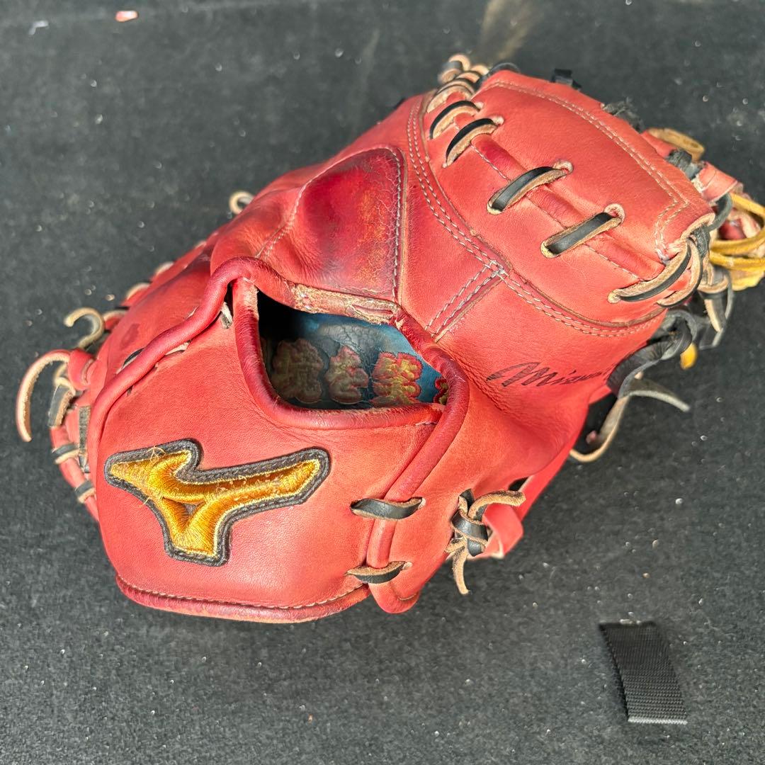 【送料無料】硬式グローブ　ミズノ　キャッチャーミット　レッド　軟式グローブ　赤