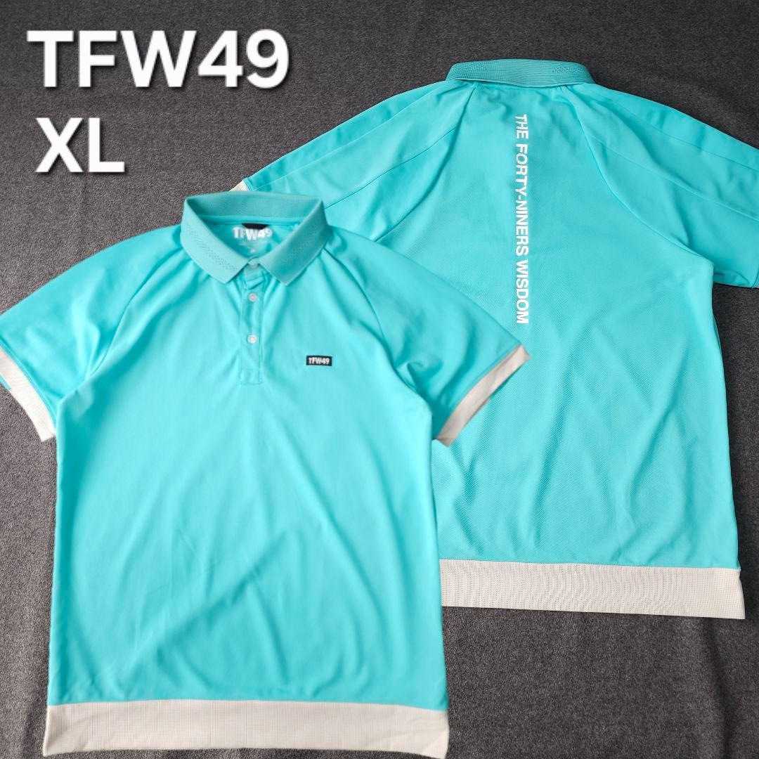 【TFW49】背中 ロゴネーム 半袖ゴルフポロシャツ ミントグリーン XL
