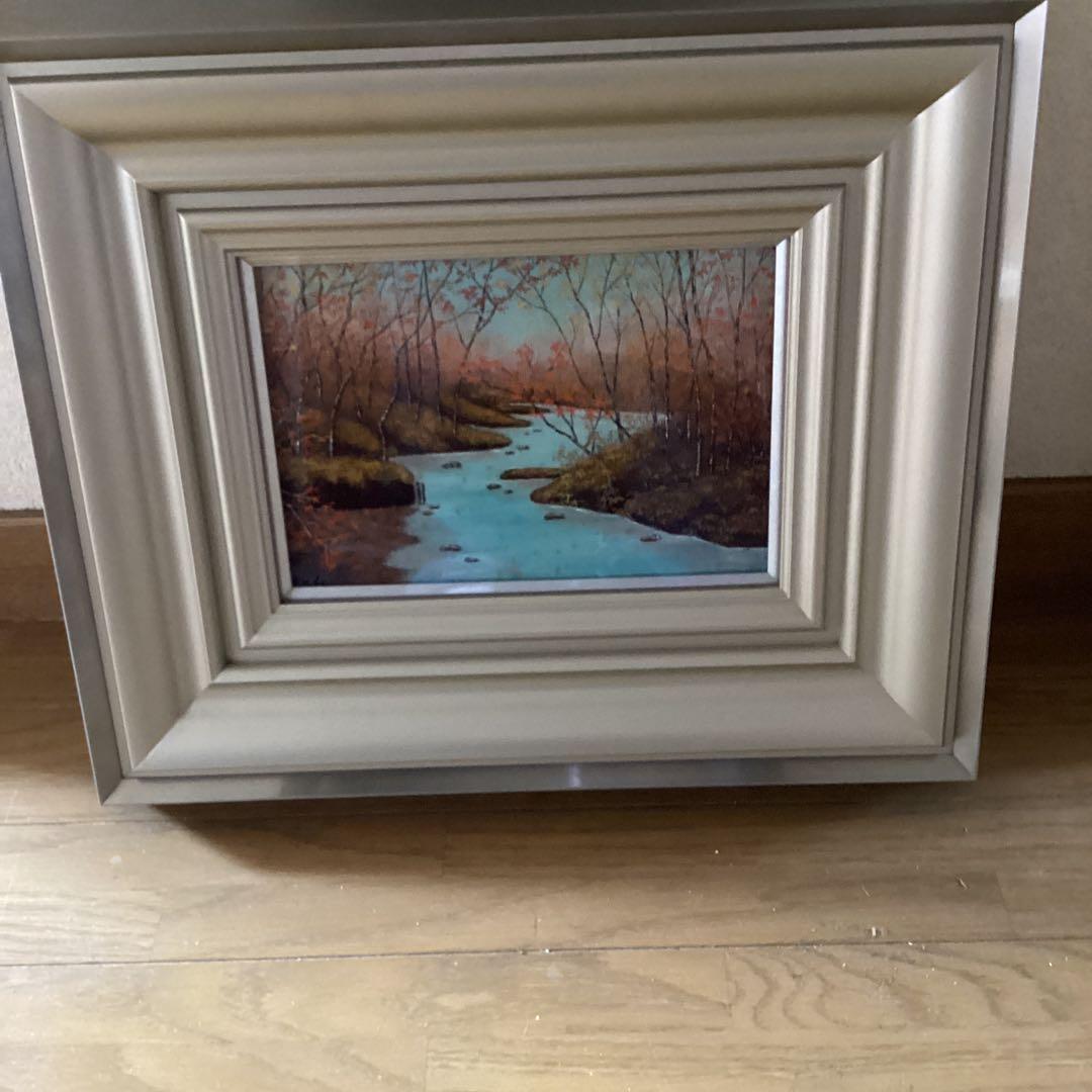 尾形松仙筆　【奥入瀬の秋】真筆証明書在　額装仕立　昭和53年　42万購入品