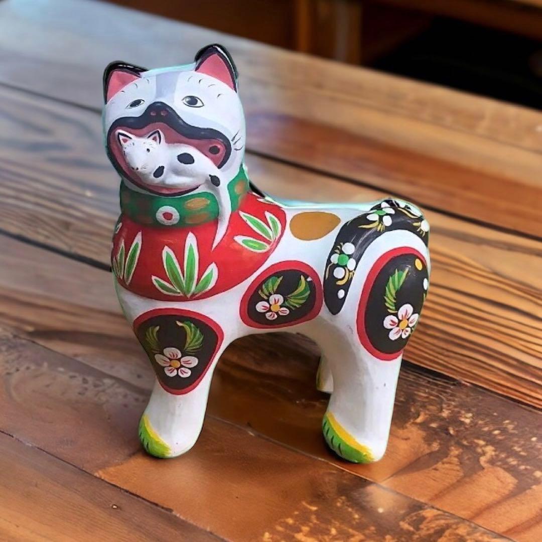 岩手県郷土玩具 花巻土人形 平賀孫左衛門 窯猫 ねずみくわえ猫 厄除け 家内安全