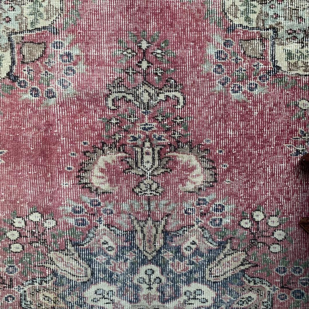 ペールピンク　トルコヴィンテージラグ　215×116 メダリオン