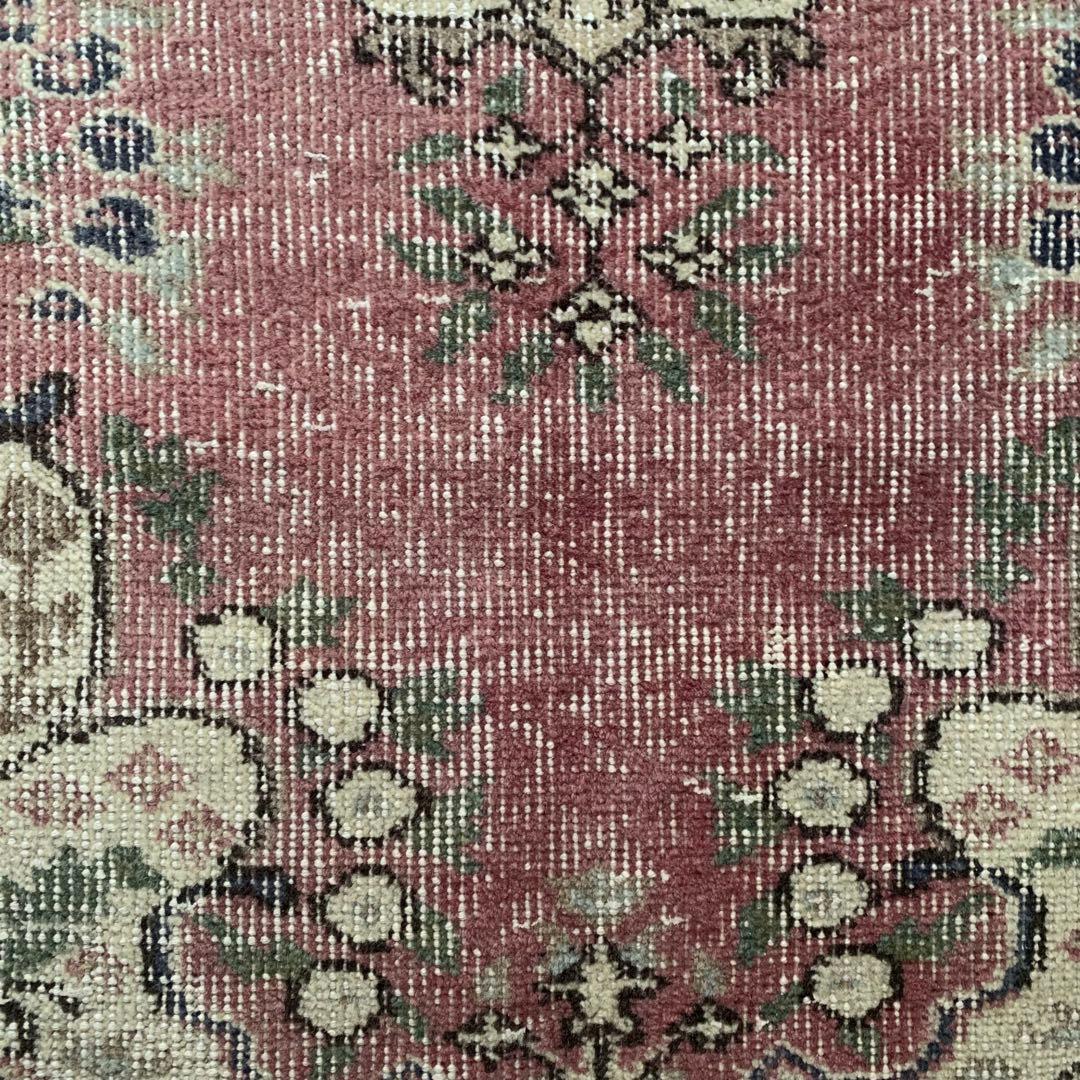 ペールピンク　トルコヴィンテージラグ　215×116 メダリオン