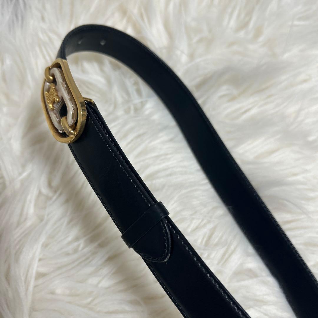 CELINE ブラックレザー ベルト　65