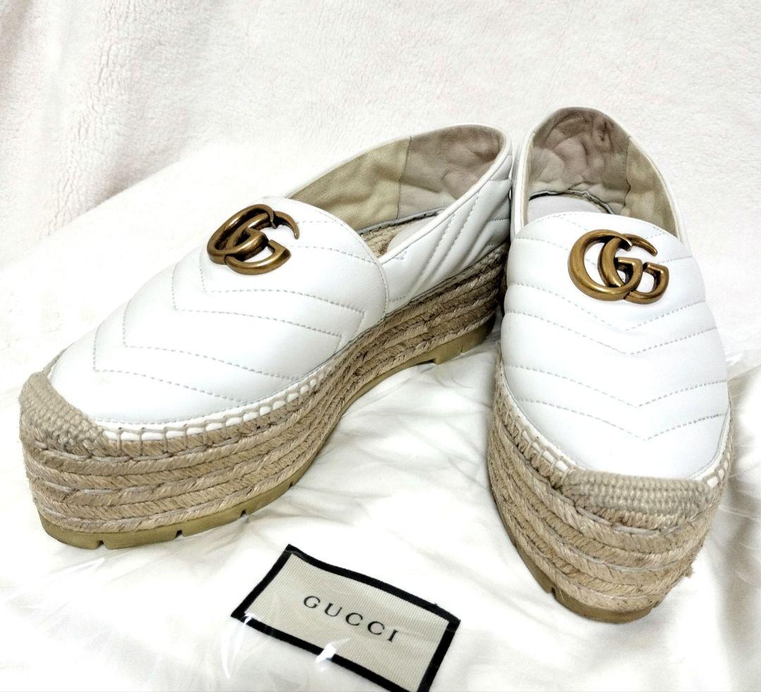 【美品】GUCCI グッチ エスパドリーユ GGマーモント 厚底 ミュール