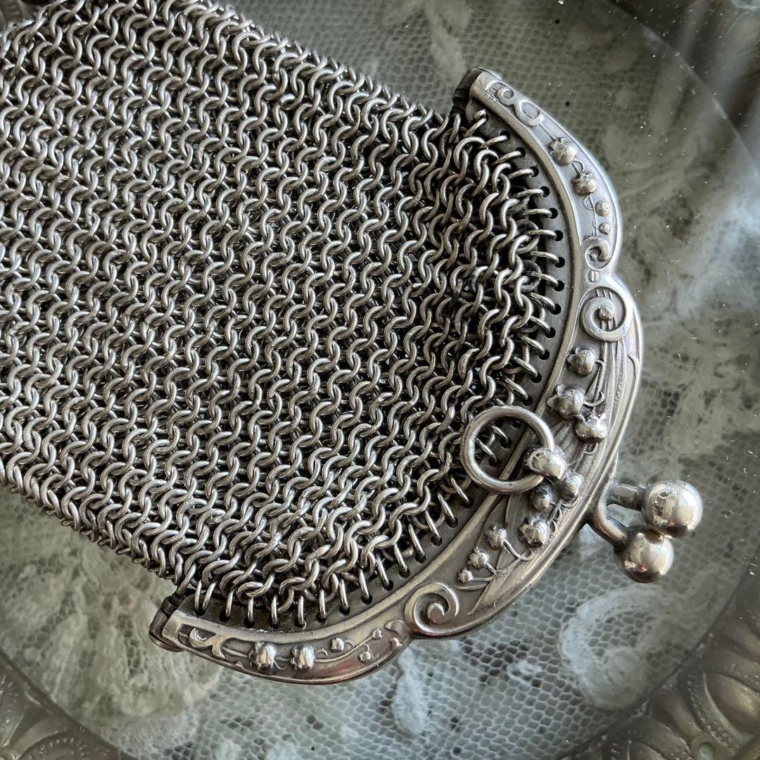 フランスアンティーク　すずらん　シルバー　純銀　パース　シャトレーン