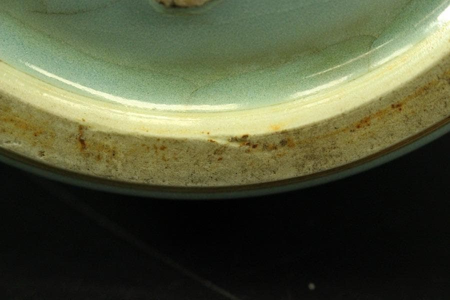 作家物 波山作 青磁草花紋 花瓶 共箱(ZE611)