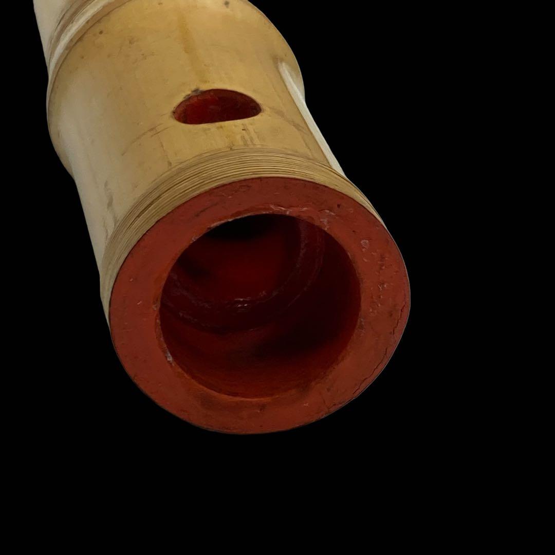 銘あり　尺八　朱塗り　動作保証