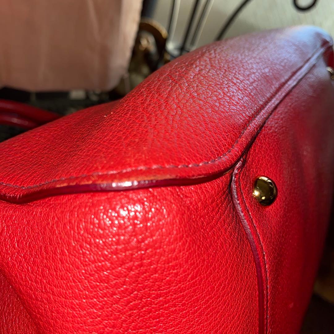 MIU MIU 赤 レザー ハンドバッグ ショルダー2Way