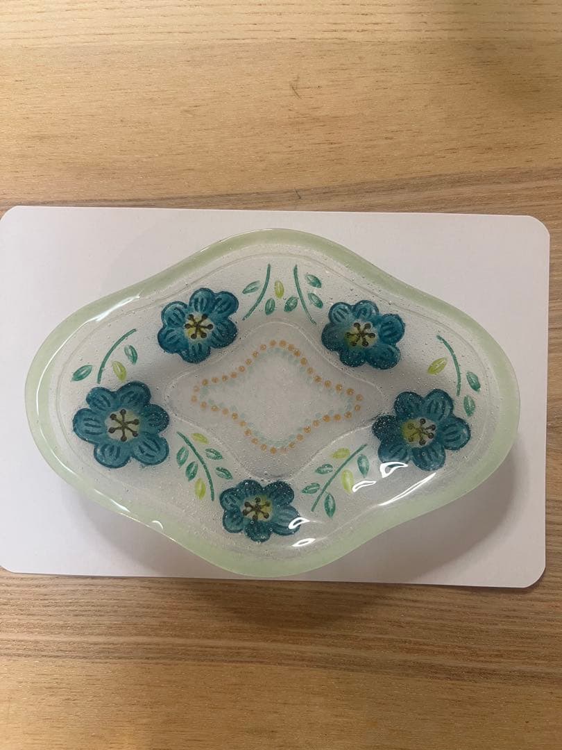 菱形皿　中　パート・ド・ヴェール ガラス 竹中悠記さん