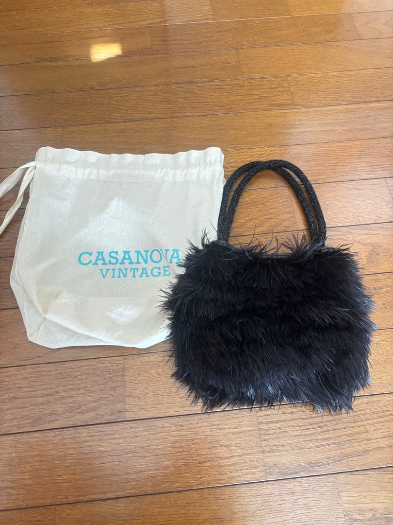 【GUCCI】グッチ ヴィンテージ ミニバッグ ファーバッグ フェザー ブラック