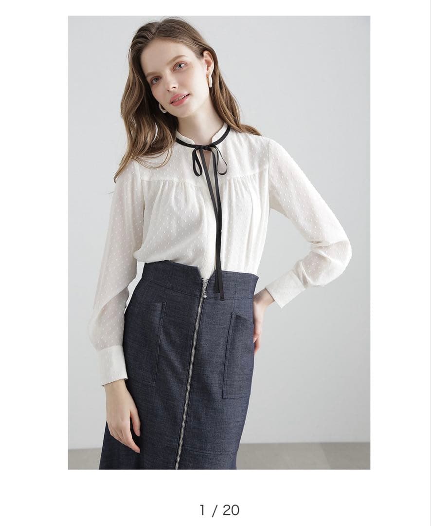 カットジャカードリボンブラウス PINKY&DIANNE