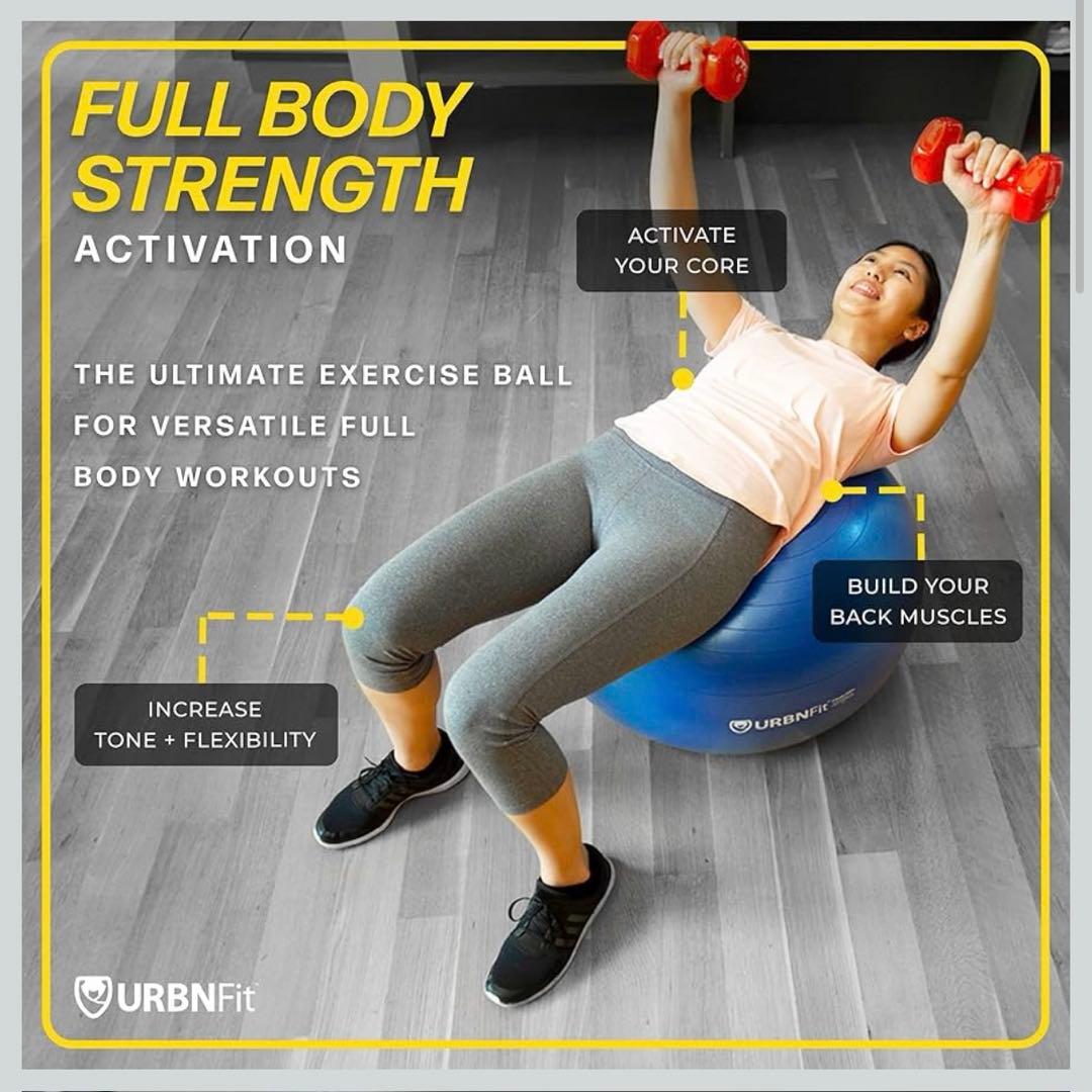 URBNFit バランスボール 65cm スエクササイズ フィットネス ブルー