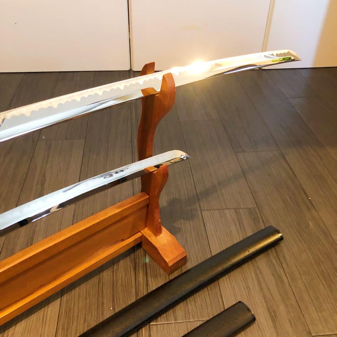 模造刀　緑拵え　美術刀剣　太刀　脇差　大小セット　2本セット