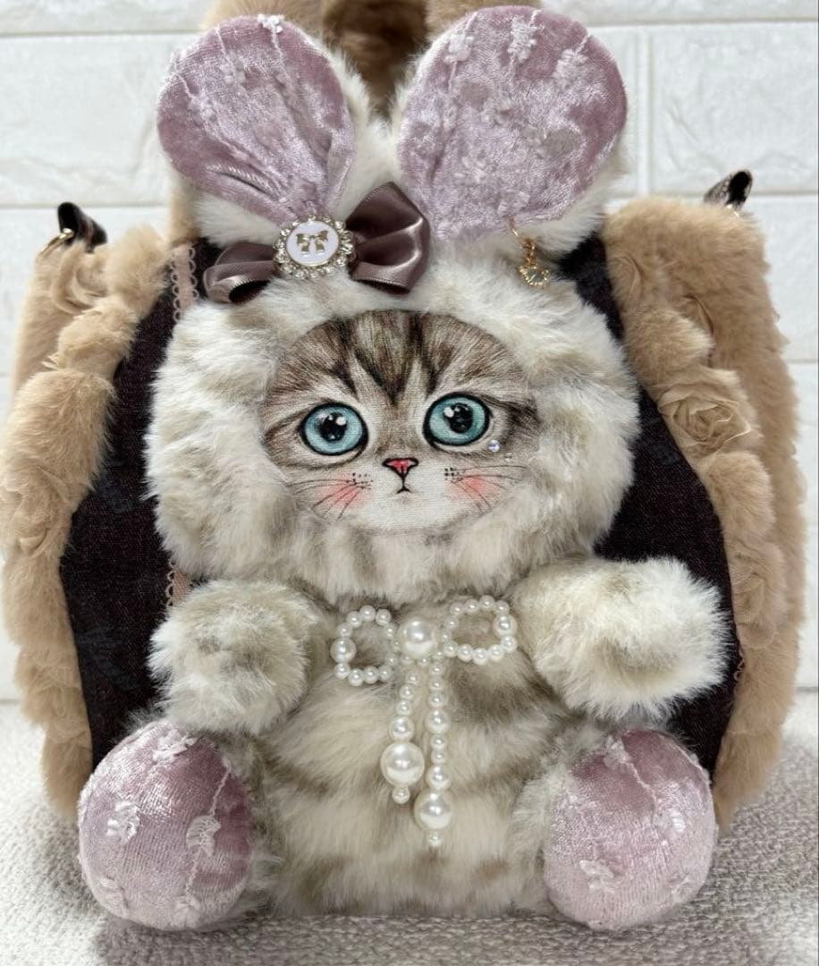 ゆ*ら様 コヤンイサムチョン　ファーバッグ　ベージュ　うさちゃん