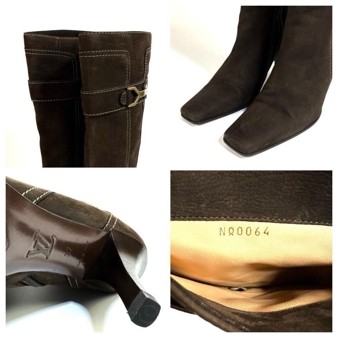 【美品】ルイ ヴィトン レザー ロングブーツ ブラウン 37イタリア製