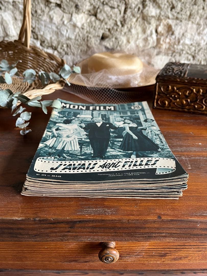◆フランスアンティークA希少映画シネマ雑誌monfilm紙スター俳優女優パンフ