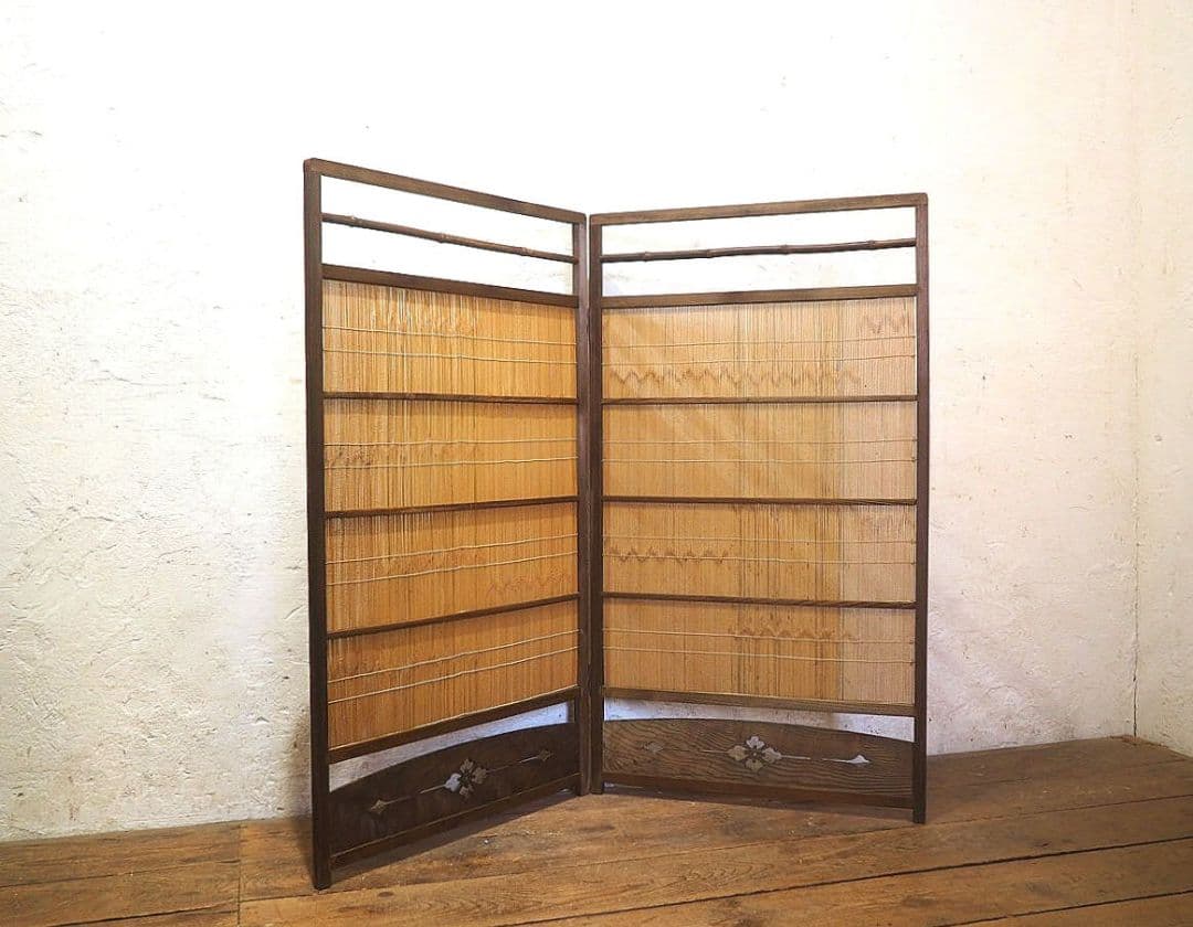 1344 折りたたみ式のレトロな衝立　パーティション　間仕切り　旅館　居酒屋