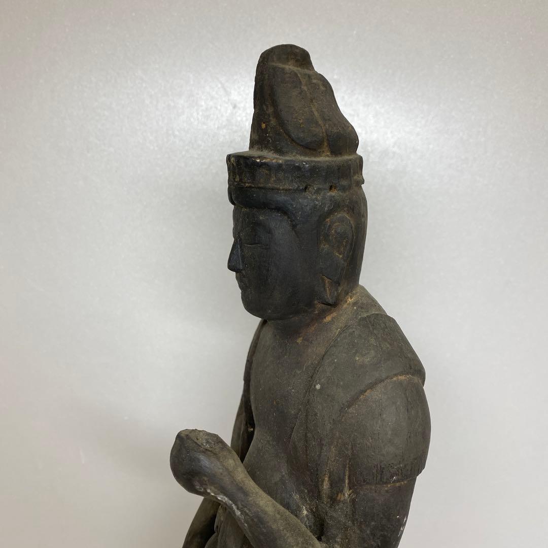 古代　江戸前期以前　木彫観音像　高さ約43㎝　トヒカカ　東さ8-0107☆2F