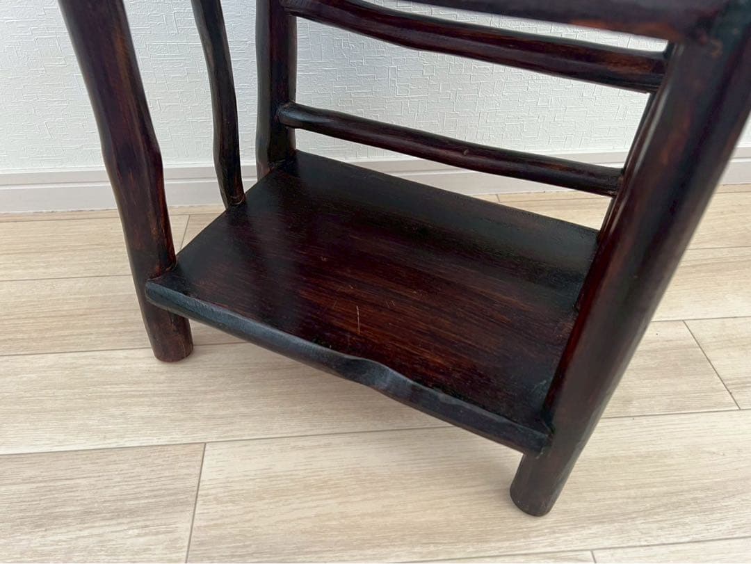 ウッドラック　原木ナチュラル4段　ダークブラウン