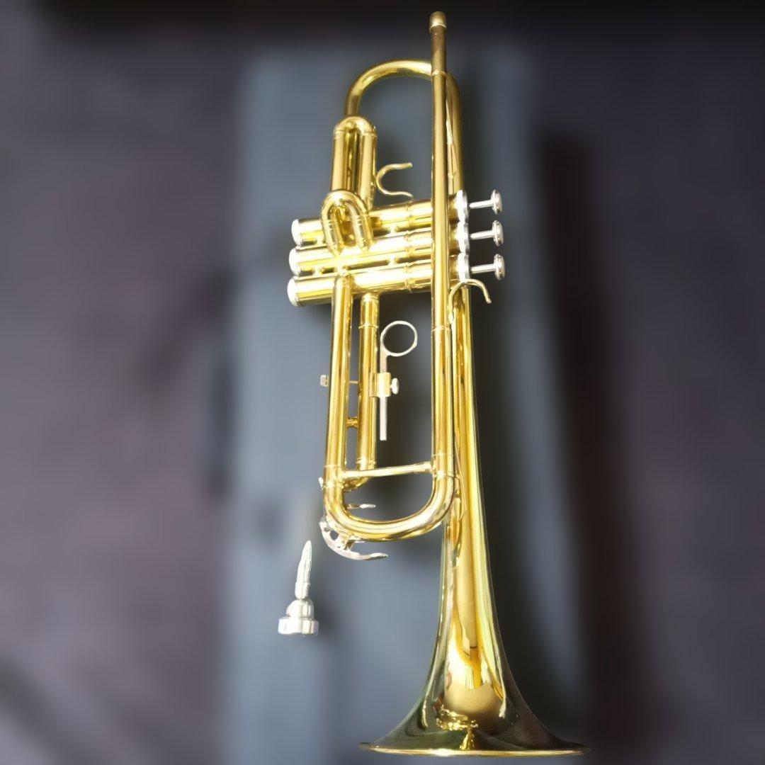 トランペット本体 メーカー不明 ゴールド金色 ケース マウスピースセット