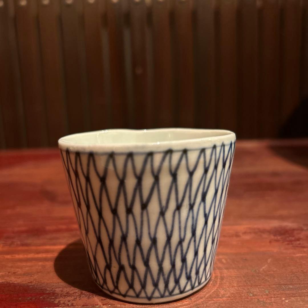 古伊万里染付　網目　猪口　江戸中期