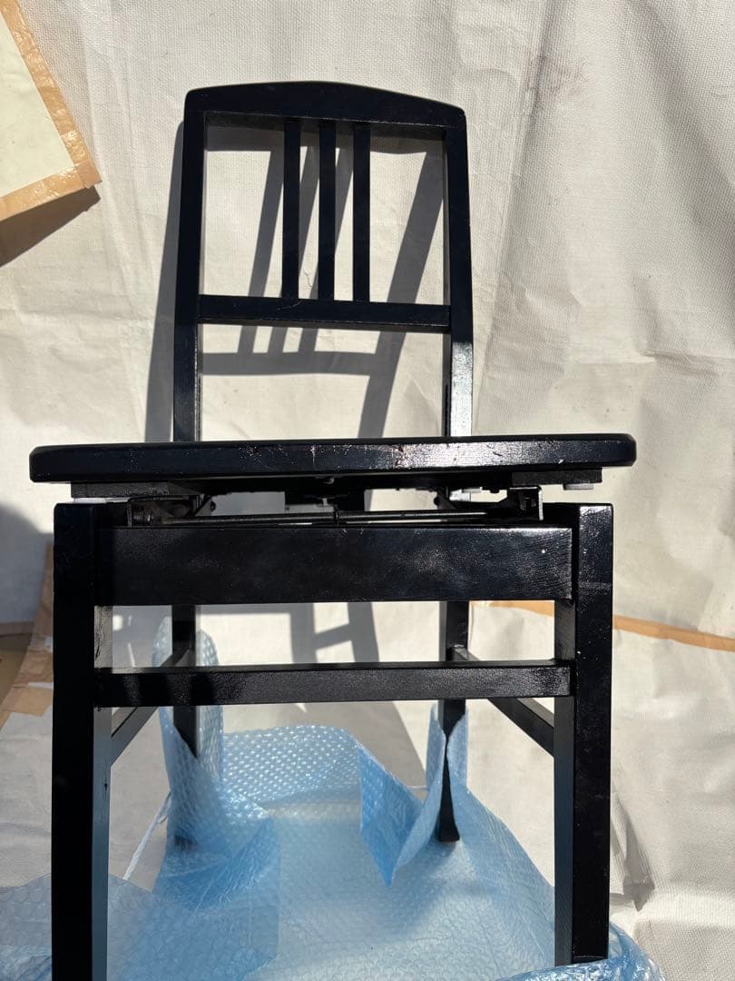 背もたれ付きピアノ椅子　足部フェルト付き　比較的きれい　NT