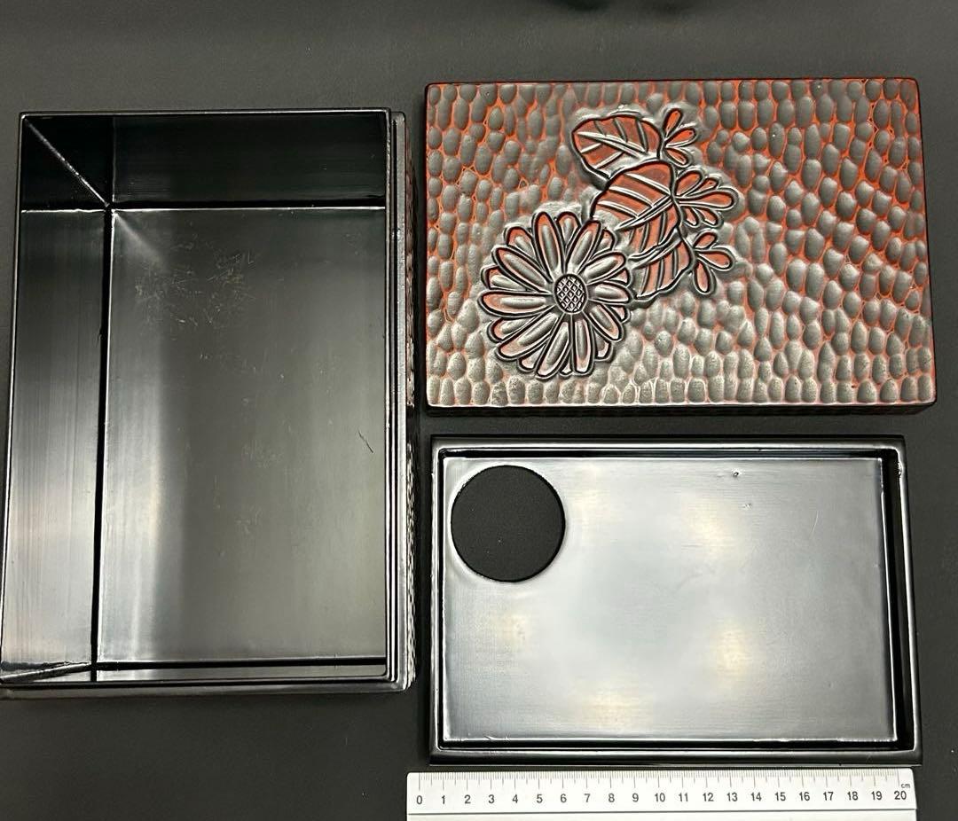 茶道具セット　利休茶箱　鎌倉彫　香合　茶巾筒　茶筅筒　鎌倉彫　根来塗