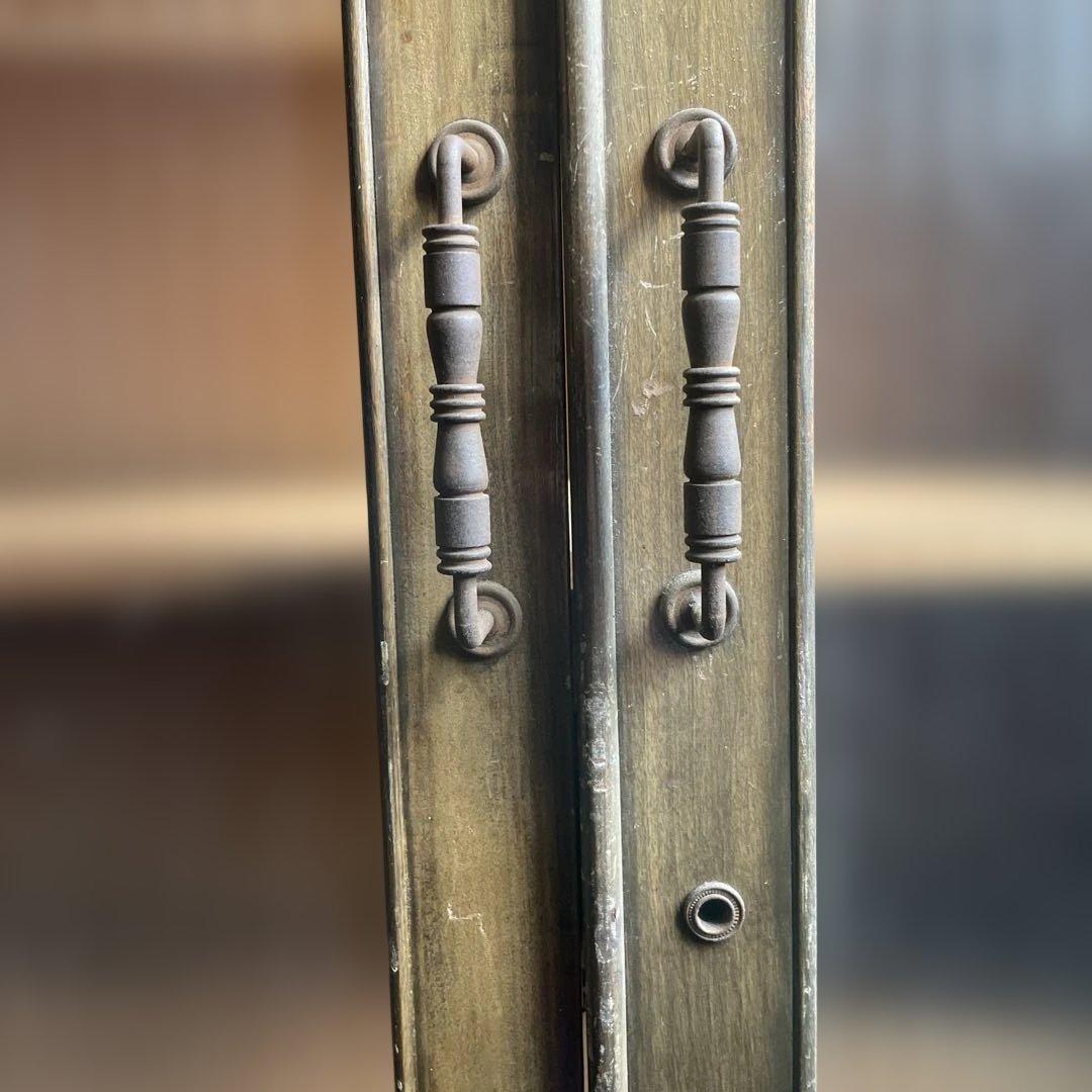 25日迄　ヴィンテージ　アンティーク　レトロ　木製モザイクガラス扉　キャビネット