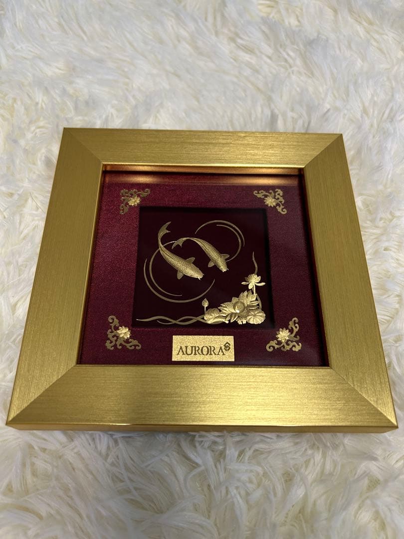 【逸品?】AURORA 置き物 鯉 花 額