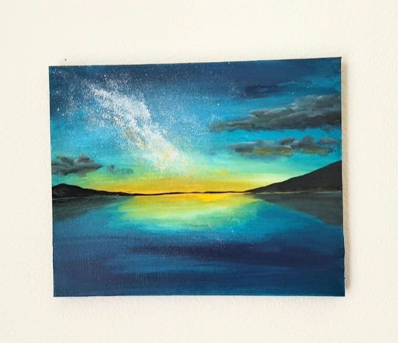 【静寂な夜】　F3 原画　一点物　夜景　風景