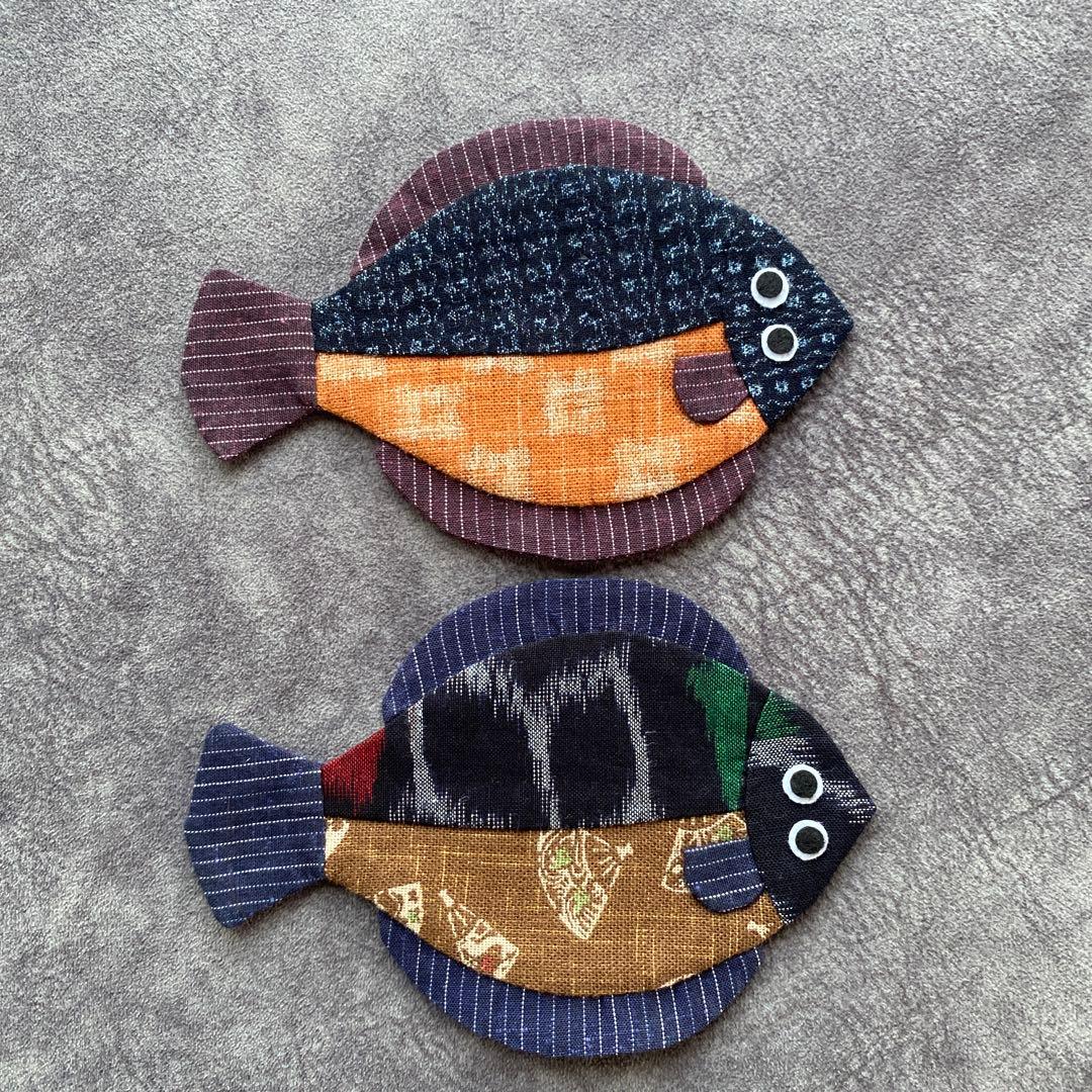 カレイのコースターハンドメイド(No.92)小12匹と(No.94 )小 2匹