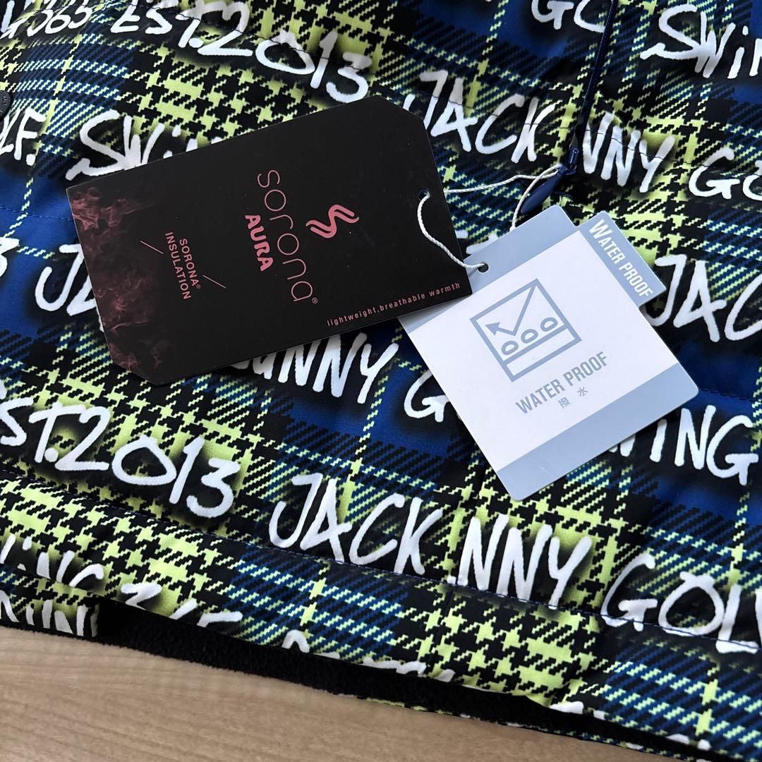 新品　ジャックバニー　メンズ　リバーシブル中綿ベスト　ブラックグリーン　L