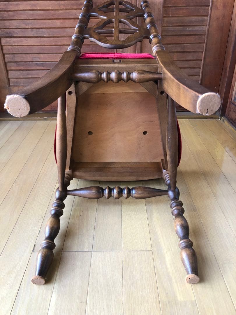 アンティーク椅子 木製 ベロア 洋風 ヴィンテージチェア　コスガ　赤ベルベット