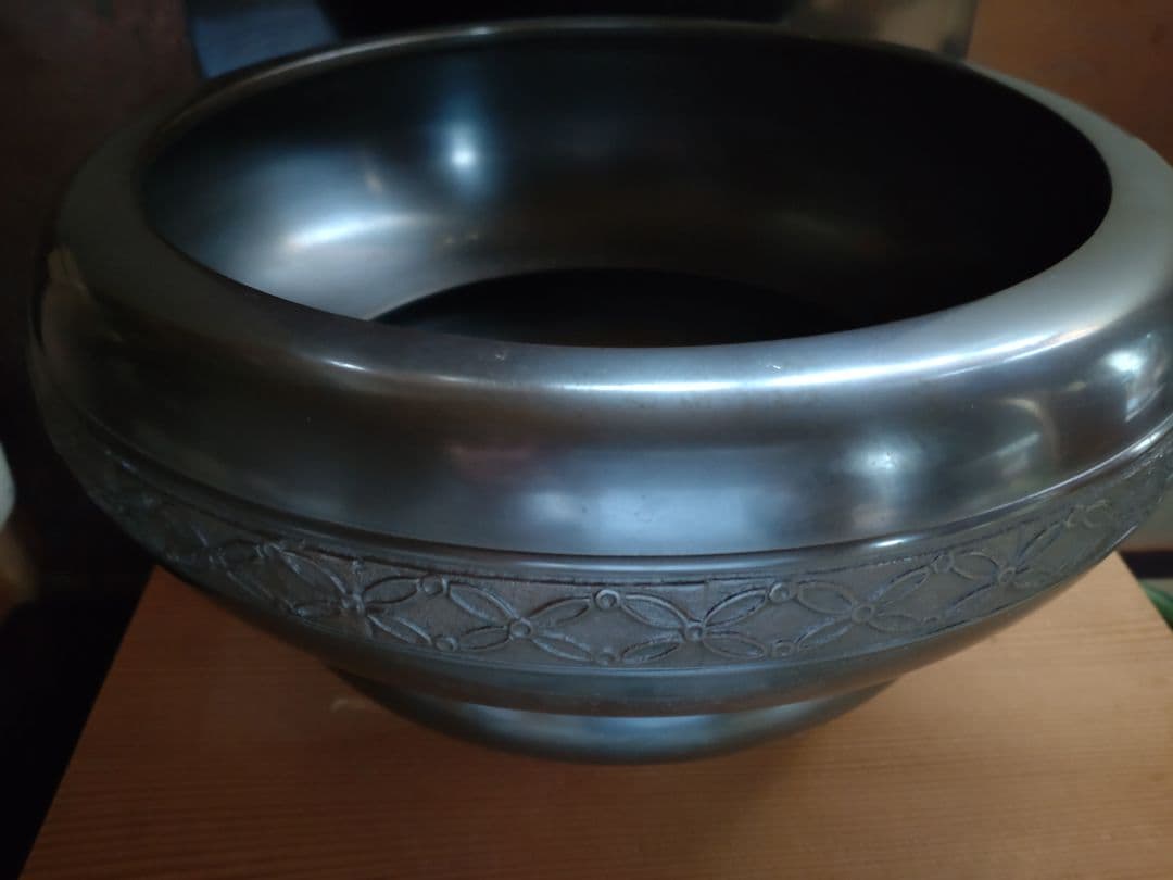 砂張銅 箪瓢 帯七宝紋 瓶掛 唐銅風炉師 黒瀬宗康