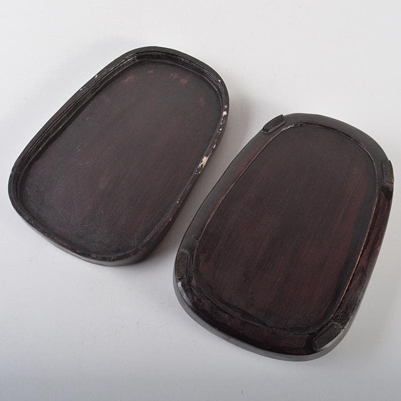 中国　書道具　神獣刻　端渓硯　唐木箱付　V　R7062