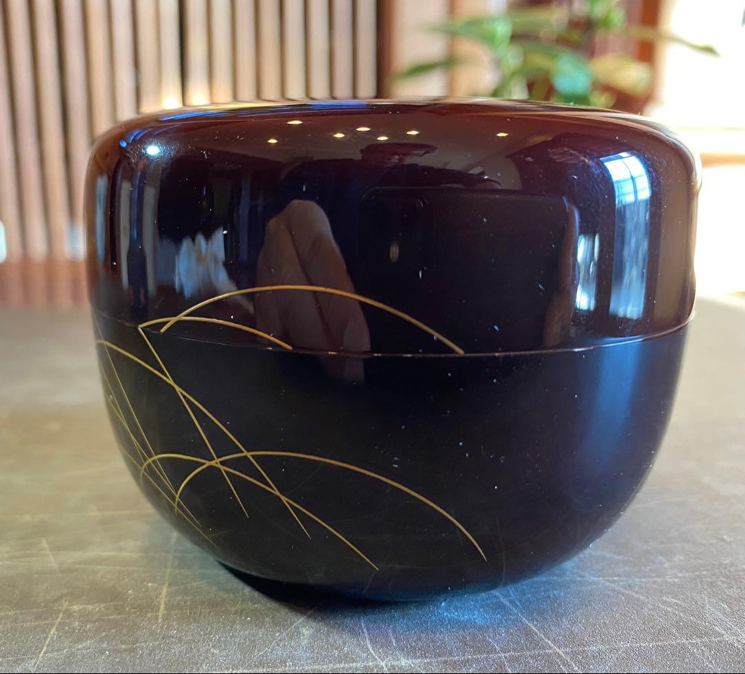 美品　輪島塗　棗　蒔絵・松虫（鈴虫）　　　　鈴谷鐵五郎作 ・茶道具　ヴィンテージ