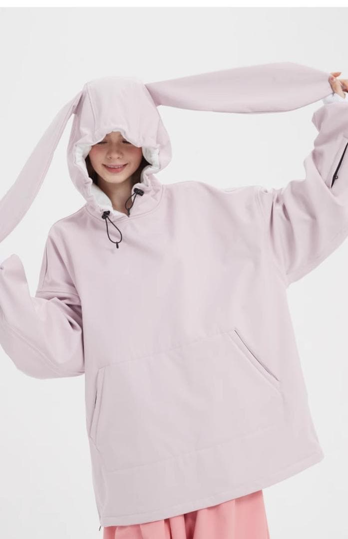 【上下セット】 スノーウェア スキーウェア レディース ピンク ウサギ耳